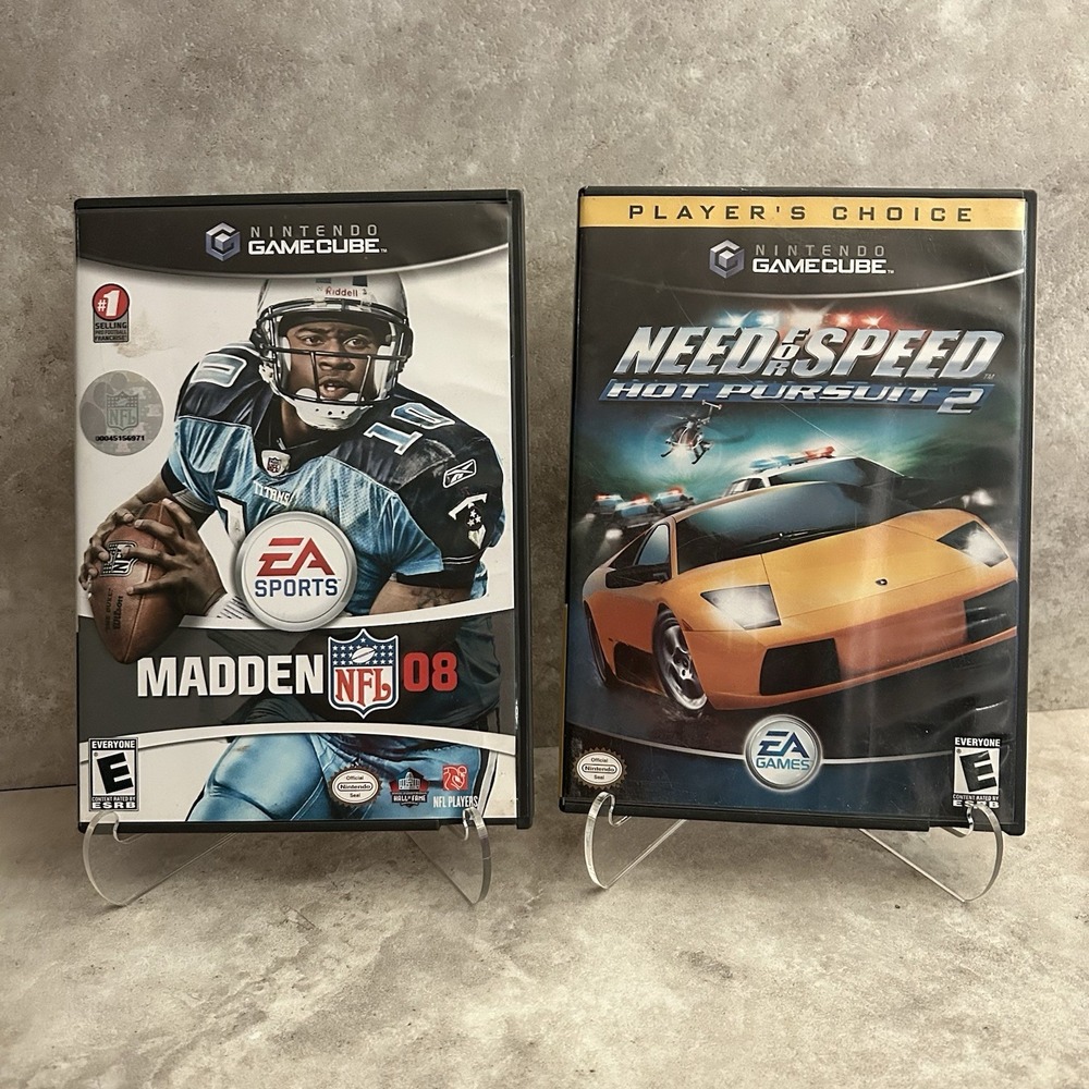 GameCube Replacement Cases Madden 08 Need For Speed Hot Pursuit 2 w/manual